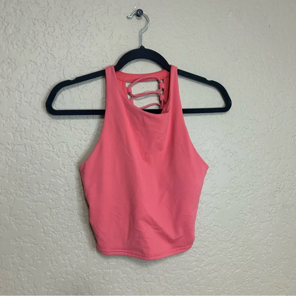 Alo shoelace long tank bra size medium peachy pink color - Picture 3 of 8